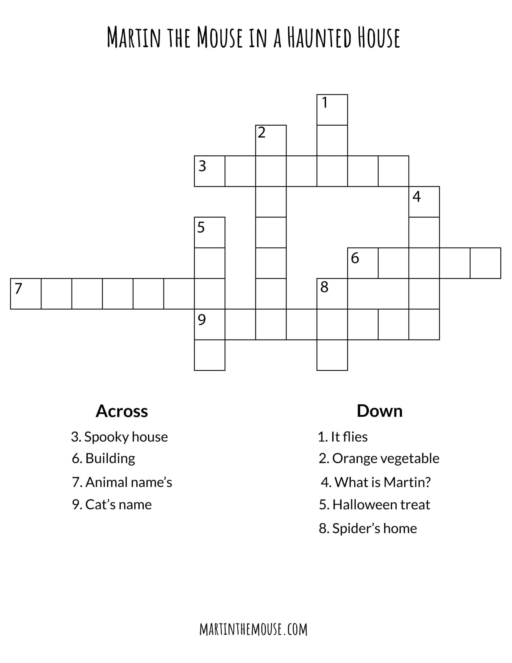 Martin The Mouse in a Haunted House Crossword Puzzle