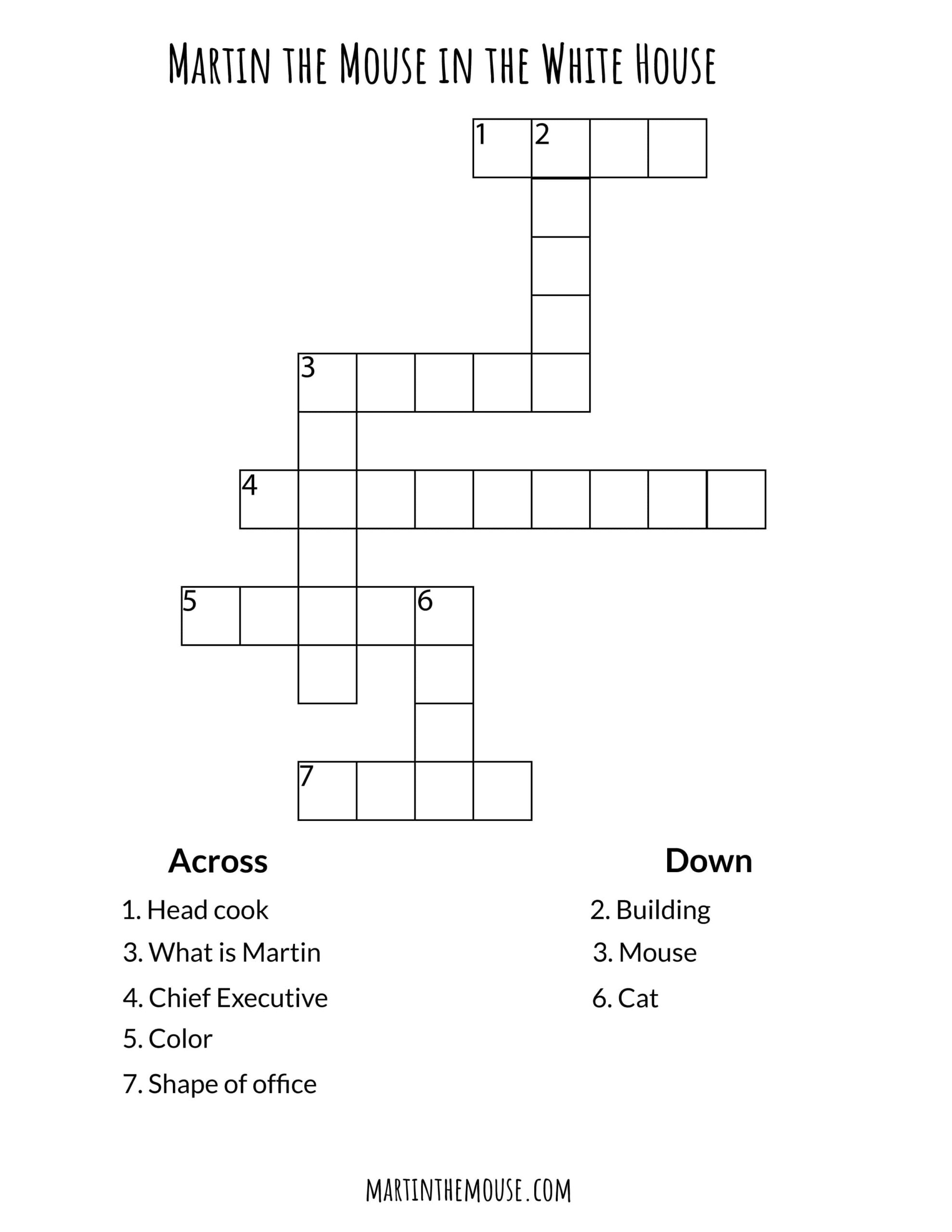 Martin the Mouse in the White House Crossword Puzzle